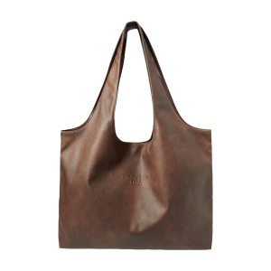 GO POINT VEGAN LEATHER SHOPPER BAG BROWN